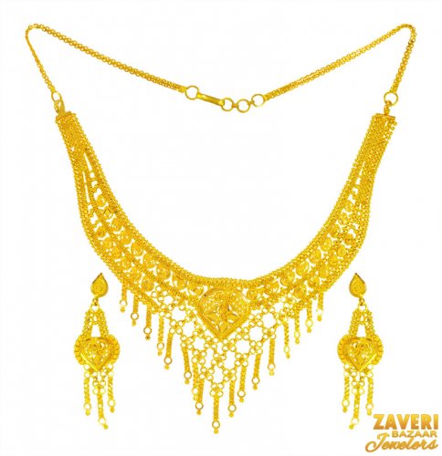 22 Karat Gold Necklace Earring Set 