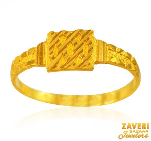 Mens 22K Gold Square Ring 