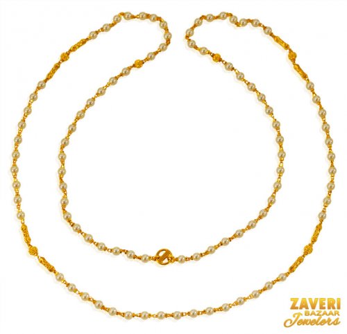 22k Gold Pearl Long Chain 22in 