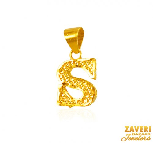 22Kt Gold Initial Pendant (S) 
