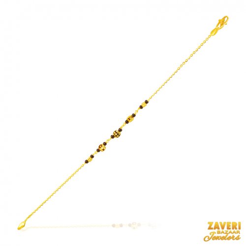22Kt Gold Black Beads Bracelet 