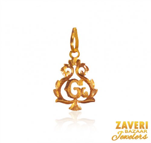 22k Gold Initial G Pendant 