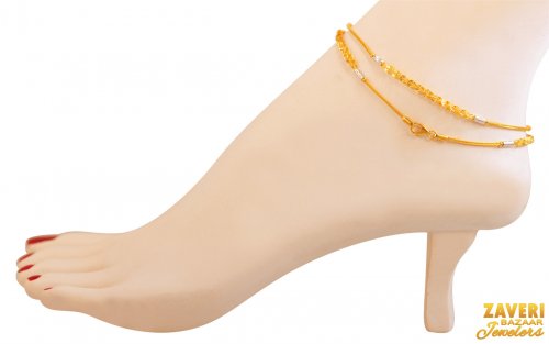 22Kt Gold Two Tone  Anklets (2 PC) 