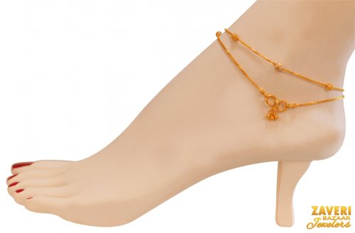 22Kt Gold Two Tone  Anklets (2 PC) 