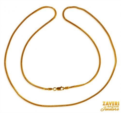 22Kt Skinny Foxtail Gold Chain  