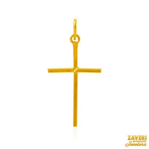 22Kt Gold Plain Cross Pendant 