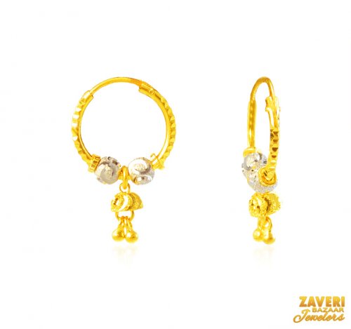 22Kt Gold TwoTone Fancy Hoops 