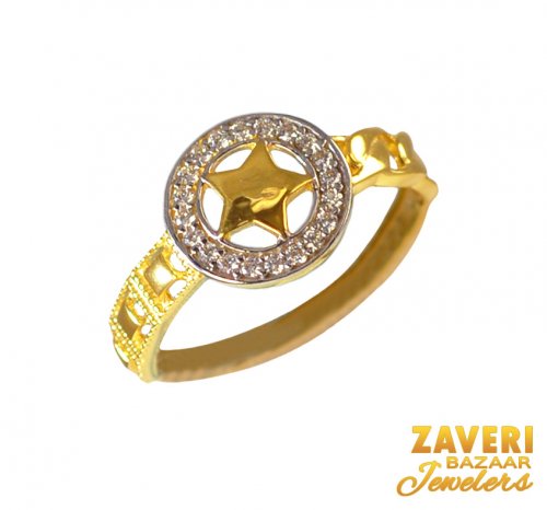 22Kt Gold and CZ Fancy Ring 