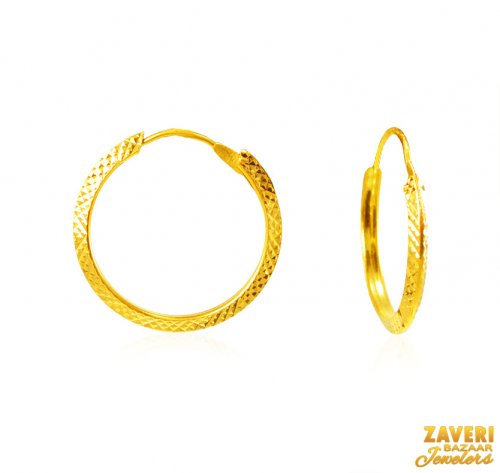 22Kt Gold Fancy Hoop Earrings 