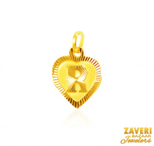 22Kt Gold Initial Pendant (R) 