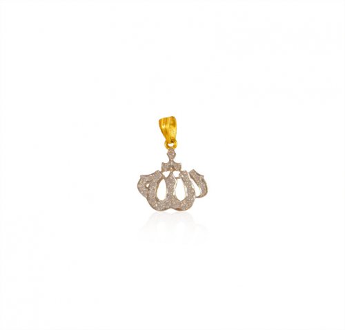 22 kt Gold Allah Pendant with CZ 