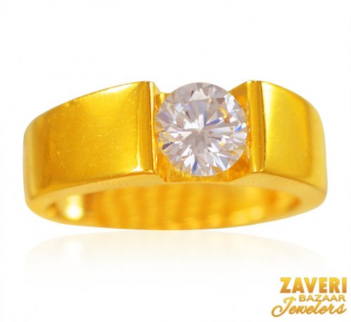 22K Gold CZ Ring 