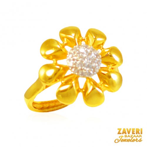 22Kt Gold and CZ Fancy Ring 