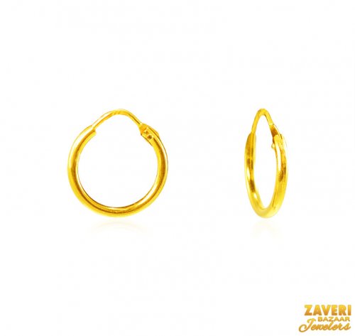 22Kt Gold Plain Hoop Earrings 