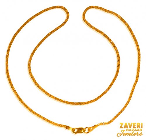 22 KT Gold Plain Chain (16 Inch) 