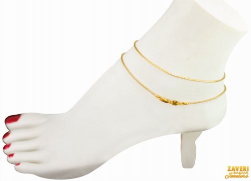 22Kt Gold Two Tone  Anklet (2 PC) 