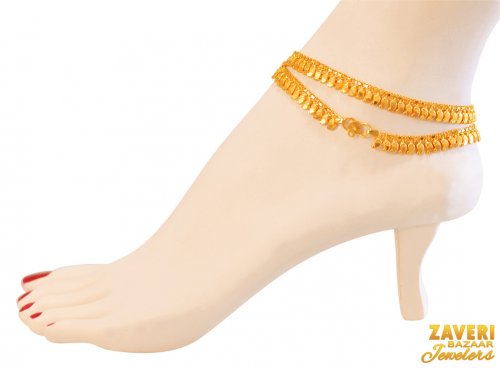 22Kt Gold Fancy Anklets (2 P) 