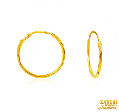 22Kt Gold Fancy Hoop Earrings 