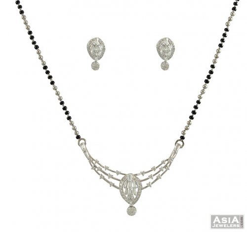 Diamond Mangalsutra Set (18K White) 