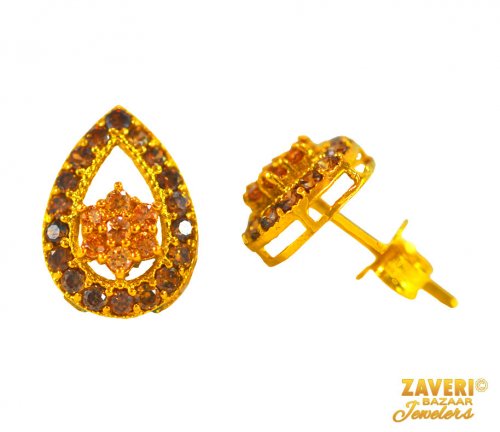 Earrings with CZ stone (22 Kt Gold) 