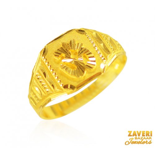22K Gold OM Mens Ring  