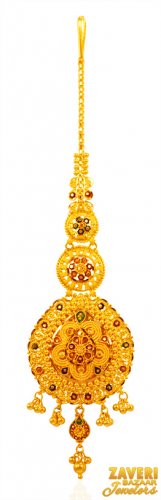 22Kt Gold Meenakari Maang Tikka 