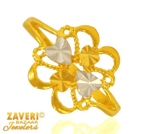 22 Kt Gold Two Tone Ladies Ring 