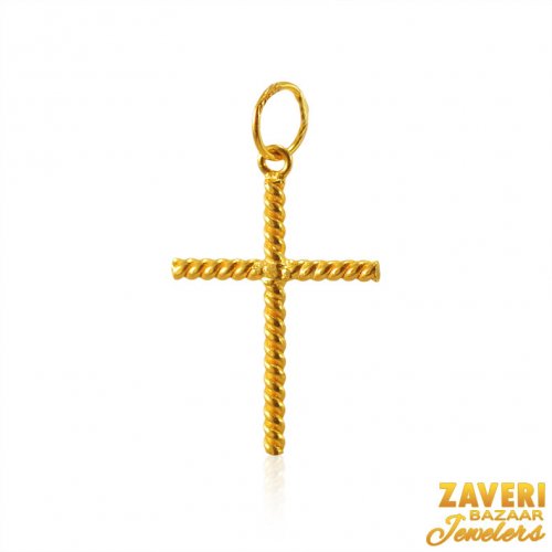 22K Gold Cross Pendant 