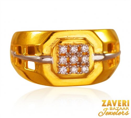22K 2 Tone Mens Signity Ring 