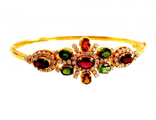 18K Diamond and Tourmaline Kada 