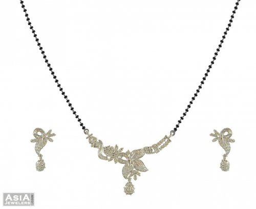 White Gold Mangalsutra Set(Diamond) 