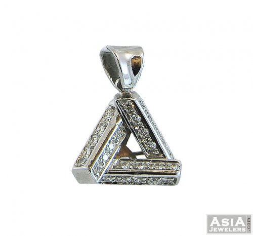 18K White Gold Triangle Pendant 