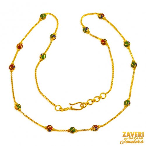 22K Gold Fancy Meenakari Chain 