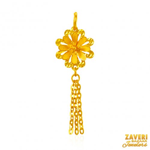 22Kt Gold Fancy Floral Pendant 