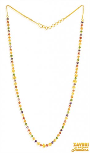 22kt Gold Long Meenakari Bead Chain 