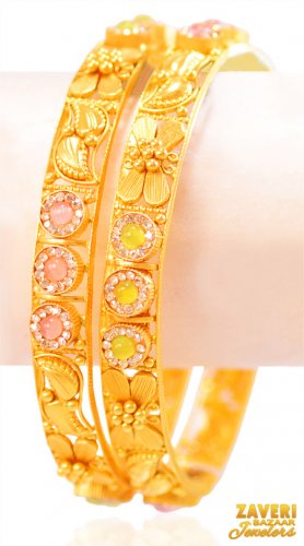 22Kt Gold Antique Bangles (2 Pc) 