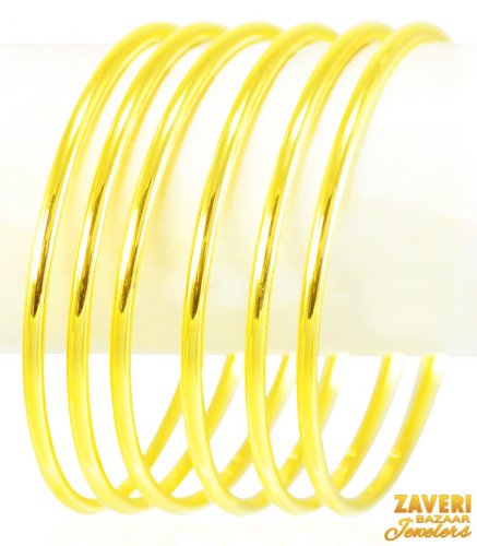 22Kt Plain Gold Bangles (6 Pc) 