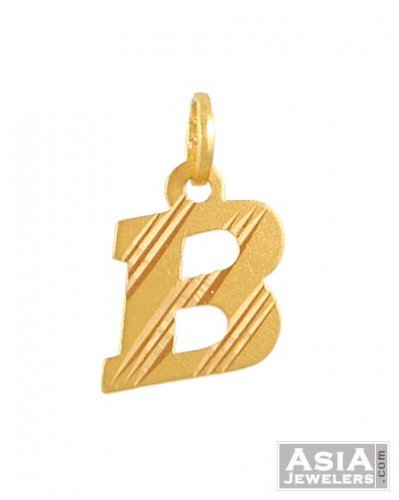 22K Gold B Pendant 