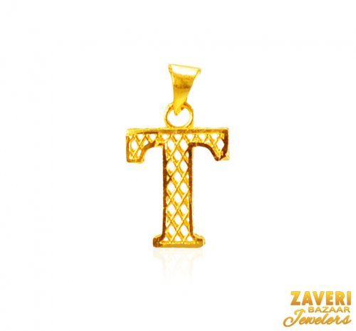 22Kt Gold Initial Pendant (T) 