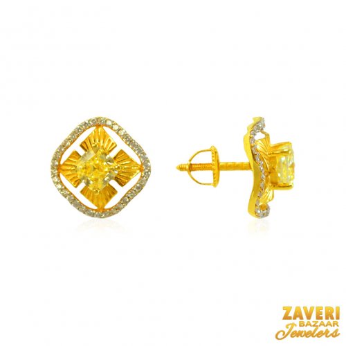 22Kt Gold Colored Stone CZ Earrings 