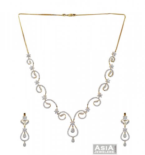 18k Gold Diamond Necklace Set  