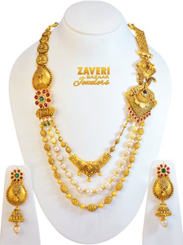 22Kt Gold Antique Necklace Set(Long 