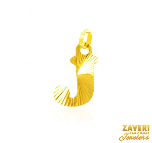 22Kt Gold Initial Pendant (J) 
