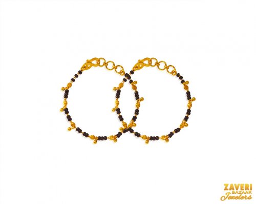 22k Gold Black Beads Baby Bracelets 