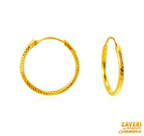 22Kt Gold Fancy Hoop Earrings 