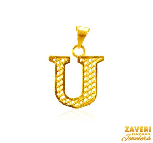 22Kt Gold Initial Pendant (U) 
