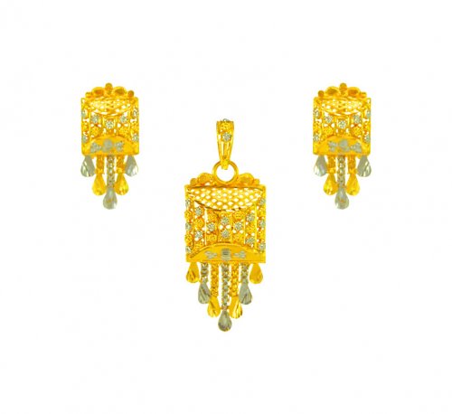 22K Gold Filigree Pendant Set 