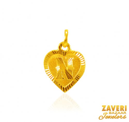22Kt Gold Initial Pendant (N) 