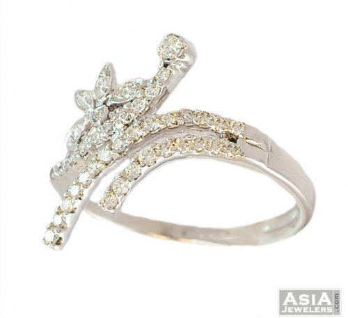White Gold Diamond Ladies Ring 18K 