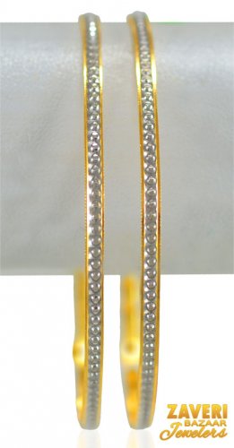22k Rhodium Gold Bangles Set (2 PC) 